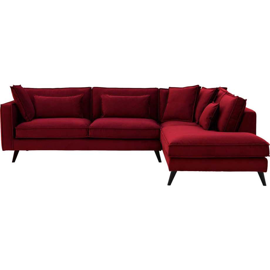 Goossens Bank Suite rood, stof, 3-zits, elegant chic met ligelement rechts afbeelding 1