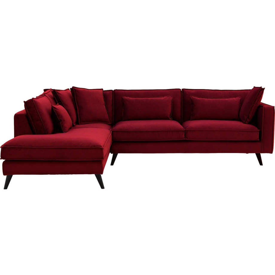 Goossens Bank Suite rood, stof, 3-zits, elegant chic met ligelement links afbeelding 1