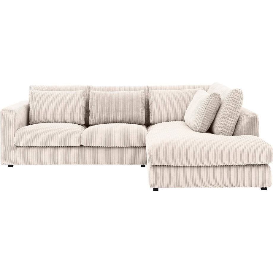 Goossens Bank Ravenia beige, stof, 2-zits, stijlvol landelijk met ligelement rechts afbeelding 1