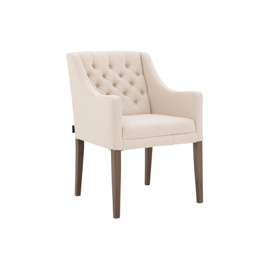 Goossens Eetkamerstoel Pearl wit stof met armleuning, stijlvol landelijk Goossens Eetkamerstoel Pearl wit stof met armleuning, stijlvol landelijk afbeelding 1