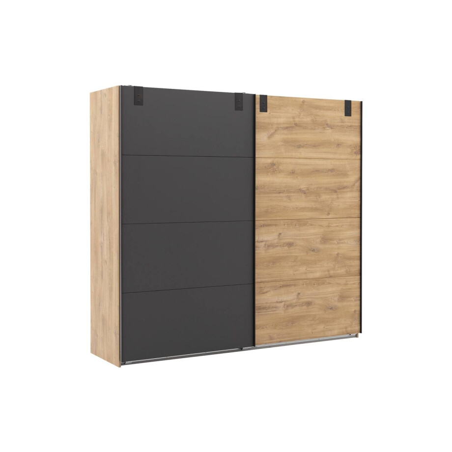 Goossens Basic Kledingkast Industrial, Slaapkamerkast 225 cm breed, 210 cm hoog, 2x schuifdeur afbeelding 1