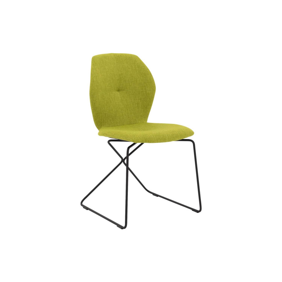 Goossens Excellent Eetkamerstoel Manzini groen stof leuning, modern design afbeelding 1