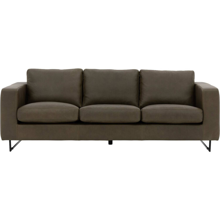 Goossens Excellent Bank Jovani groen, leer, 3,5-zits, urban industrieel Goossens Excellent Bank Jovani groen, leer, 3,5-zits, urban industrieel afbeelding 1