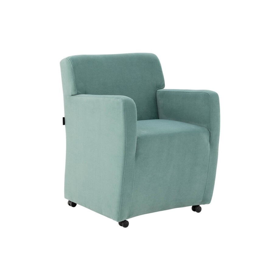 Goossens Eetkamerstoel Montana groen velvet stof met armleuning en met wielen, stijlvol landelijk Goossens Eetkamerstoel Montana groen velvet stof met armleuning en met wielen, stijlvol landelijk afbeelding 1