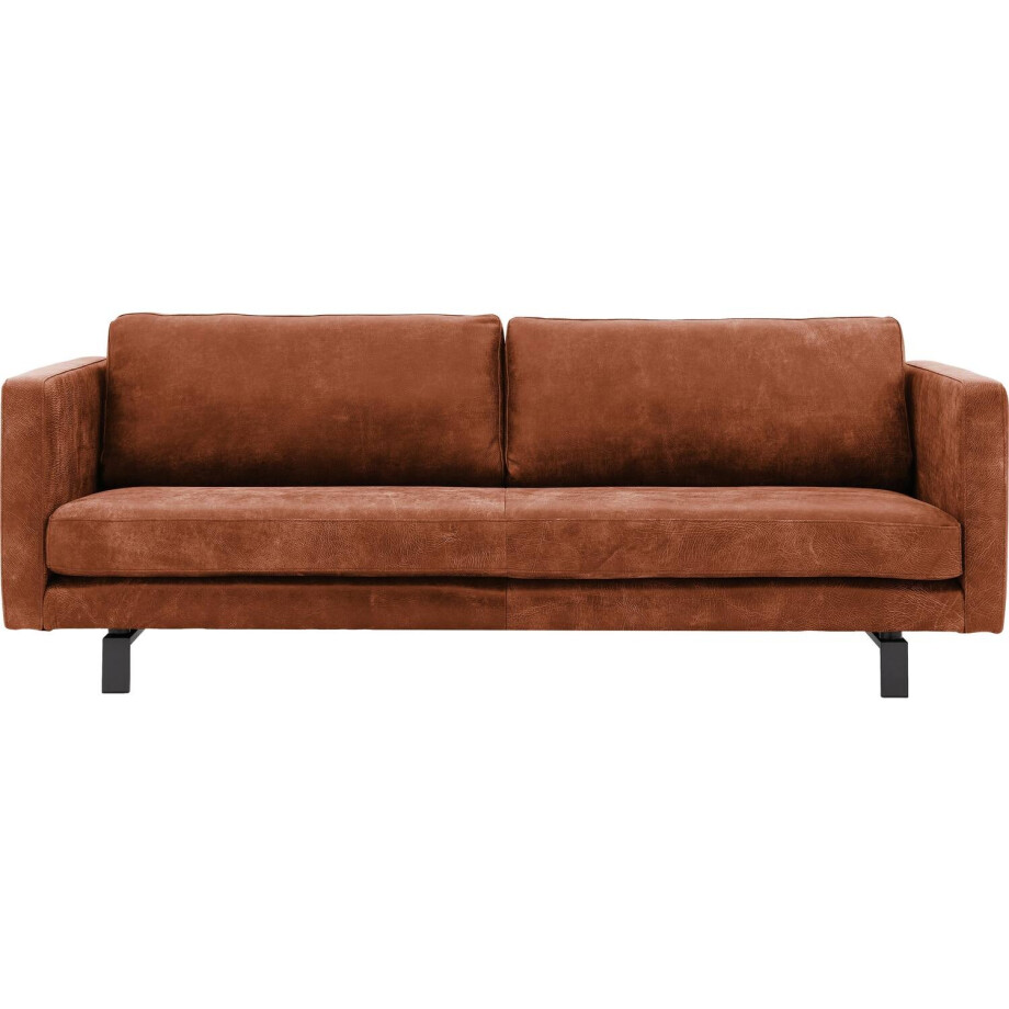 Goossens Excellent Bank Nuance cognac, leer, 3,5-zits, urban industrieel Goossens Excellent Bank Nuance cognac, leer, 3,5-zits, urban industrieel afbeelding 1