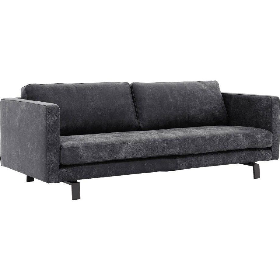 Goossens Excellent Bank Nuance zwart, leer, 3,5-zits, urban industrieel Goossens Excellent Bank Nuance zwart, leer, 3,5-zits, urban industrieel afbeelding 1