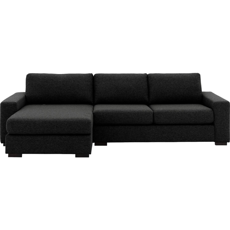 Goossens Hoekbank Lucca Met Chaise Longue antraciet, stof, 2,5-zits, stijlvol landelijk met chaise longue links afbeelding 1