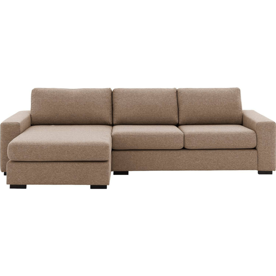 Goossens Hoekbank Lucca Met Chaise Longue bruin, stof, 2,5-zits, stijlvol landelijk met chaise longue links afbeelding 1