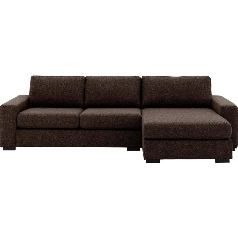 Goossens Hoekbank Lucca Met Chaise Longue bruin, stof, 2,5-zits, stijlvol landelijk met chaise longue rechts afbeelding 1