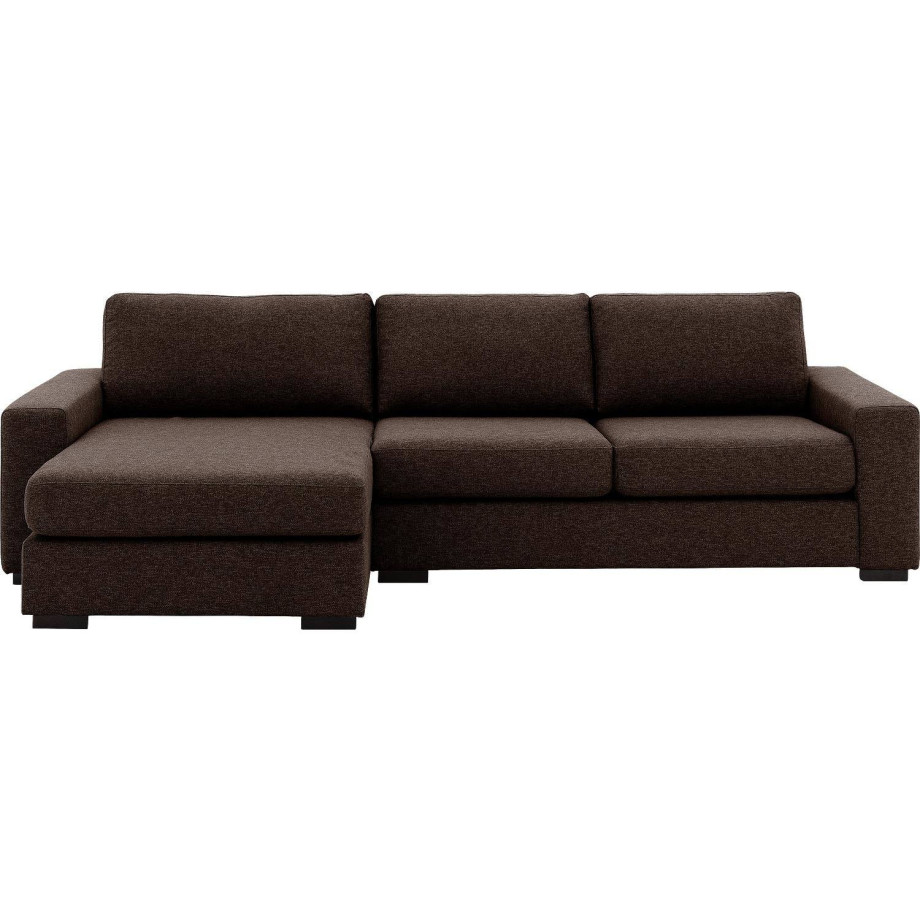 Goossens Hoekbank Lucca Met Chaise Longue bruin, stof, 2,5-zits, stijlvol landelijk met chaise longue links afbeelding 1