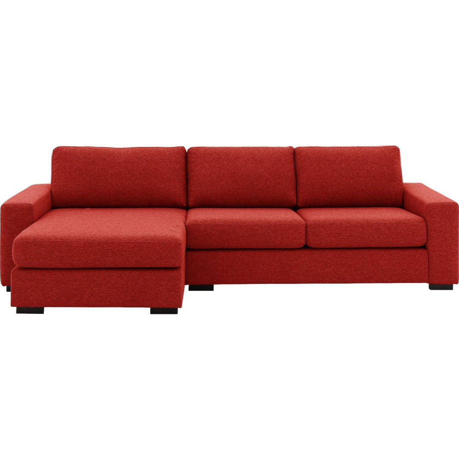 Goossens Hoekbank Lucca Met Chaise Longue rood, stof, 2,5-zits, stijlvol landelijk met chaise longue links afbeelding 1