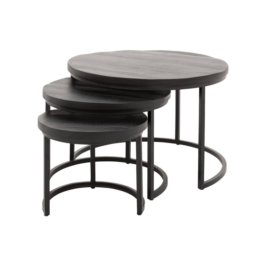 Goossens Salontafel Jelle Xl rond, hout mango zwart, urban industrieel, 73 x 44 x 73 cm Goossens Salontafel Jelle Xl rond, hout mango zwart, urban industrieel, 73 x 44 x 73 cm afbeelding 1