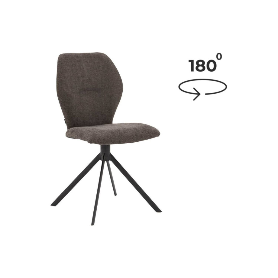 Goossens Eetkamerstoel Hera bruin stof met draaifunctie leuning, modern design Goossens Eetkamerstoel Hera bruin stof met draaifunctie leuning, modern design afbeelding 1