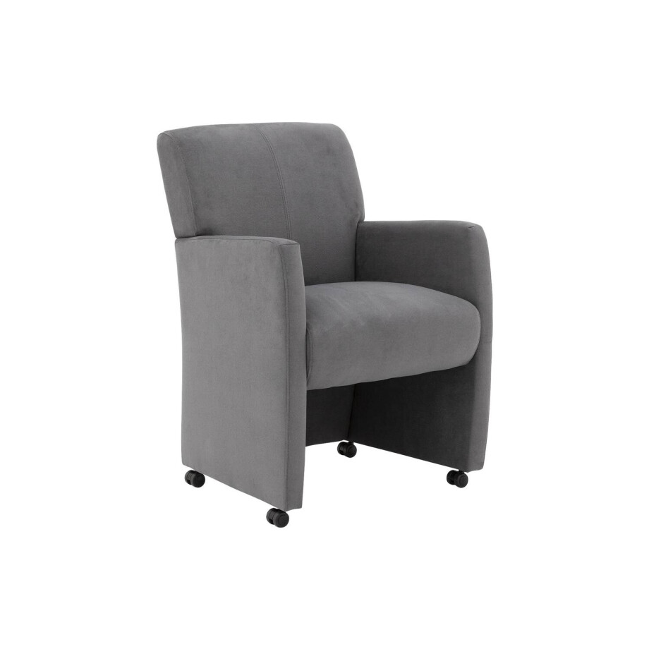 Goossens Eetkamerstoel Alex grijs stof met armleuning en met wielen, stijlvol landelijk Goossens Eetkamerstoel Alex grijs stof met armleuning en met wielen, stijlvol landelijk afbeelding 1