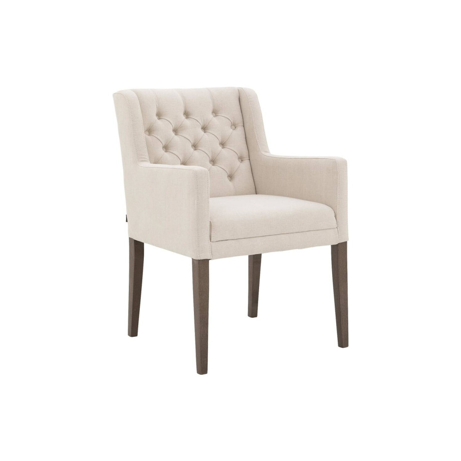 Goossens Eetkamerstoel Pearl wit stof met armleuning, stijlvol landelijk Goossens Eetkamerstoel Pearl wit stof met armleuning, stijlvol landelijk afbeelding 1