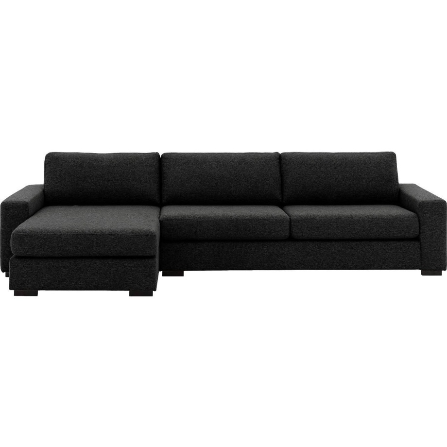 Goossens Hoekbank Lucca Met Chaise Longue antraciet, stof, 3-zits, stijlvol landelijk afbeelding 1