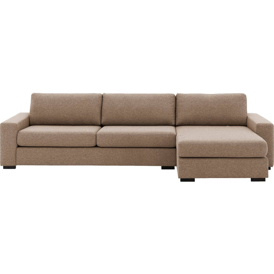 Goossens Hoekbank Lucca Met Chaise Longue bruin, stof, 3-zits, stijlvol landelijk afbeelding 1