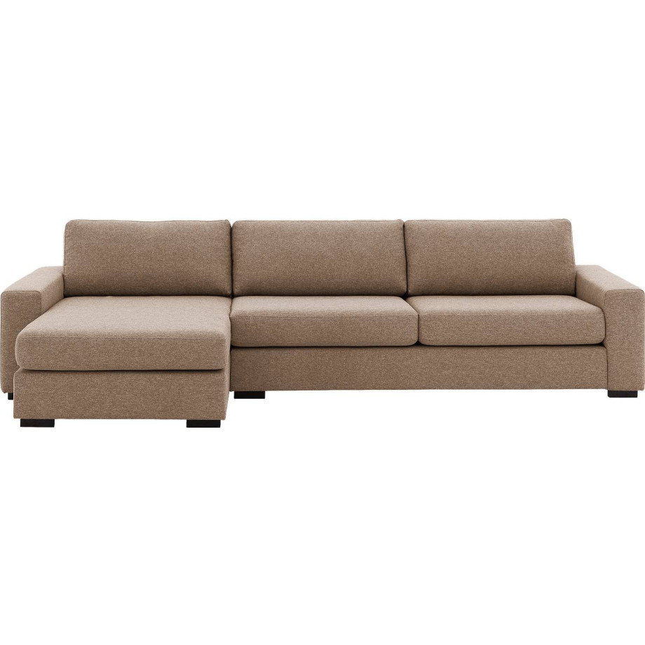 Goossens Hoekbank Lucca Met Chaise Longue bruin, stof, 3-zits, stijlvol landelijk afbeelding 1