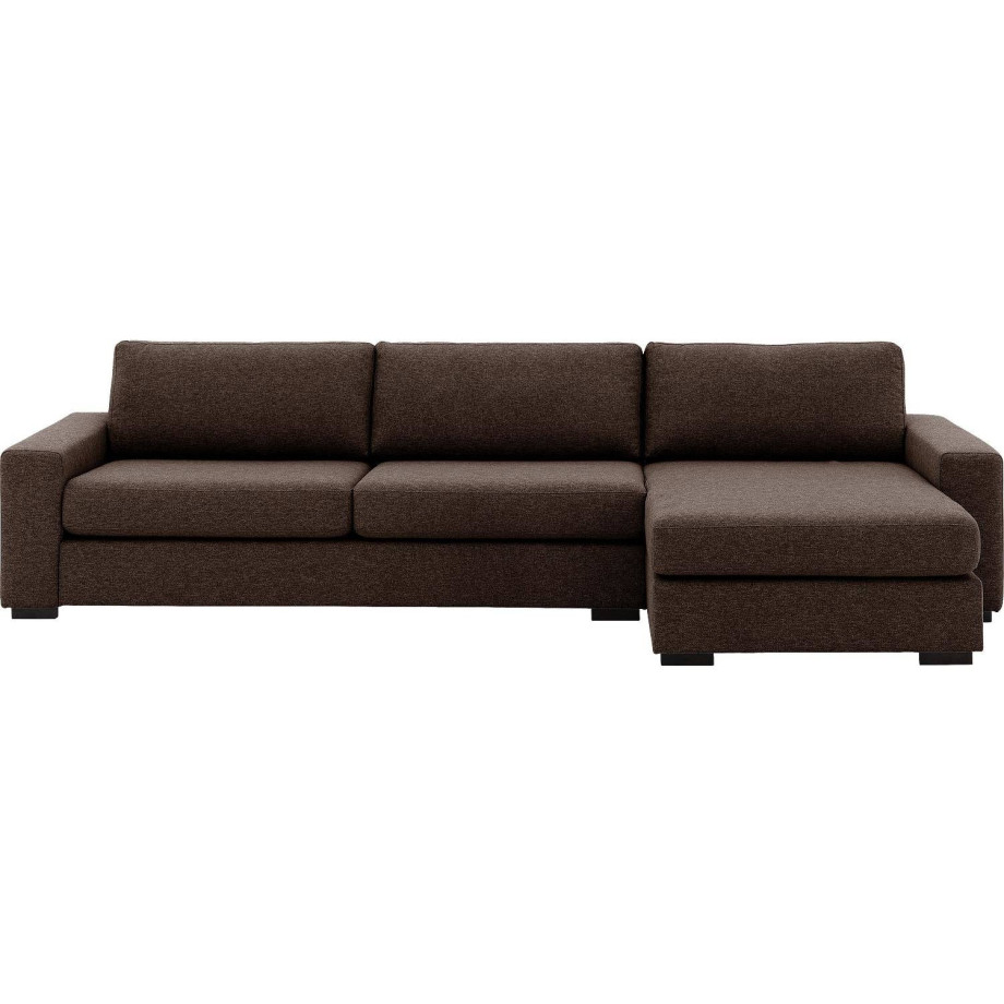 Goossens Hoekbank Lucca Met Chaise Longue bruin, stof, 3-zits, stijlvol landelijk afbeelding 1