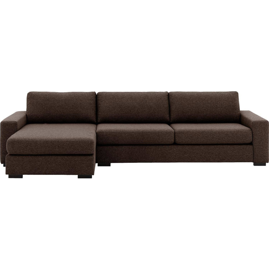 Goossens Hoekbank Lucca Met Chaise Longue bruin, stof, 3-zits, stijlvol landelijk afbeelding 1