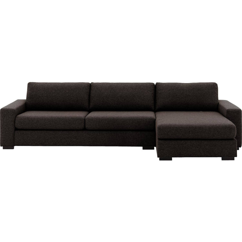 Goossens Hoekbank Lucca Met Chaise Longue donkerbruin, stof, 3-zits, stijlvol landelijk afbeelding 1