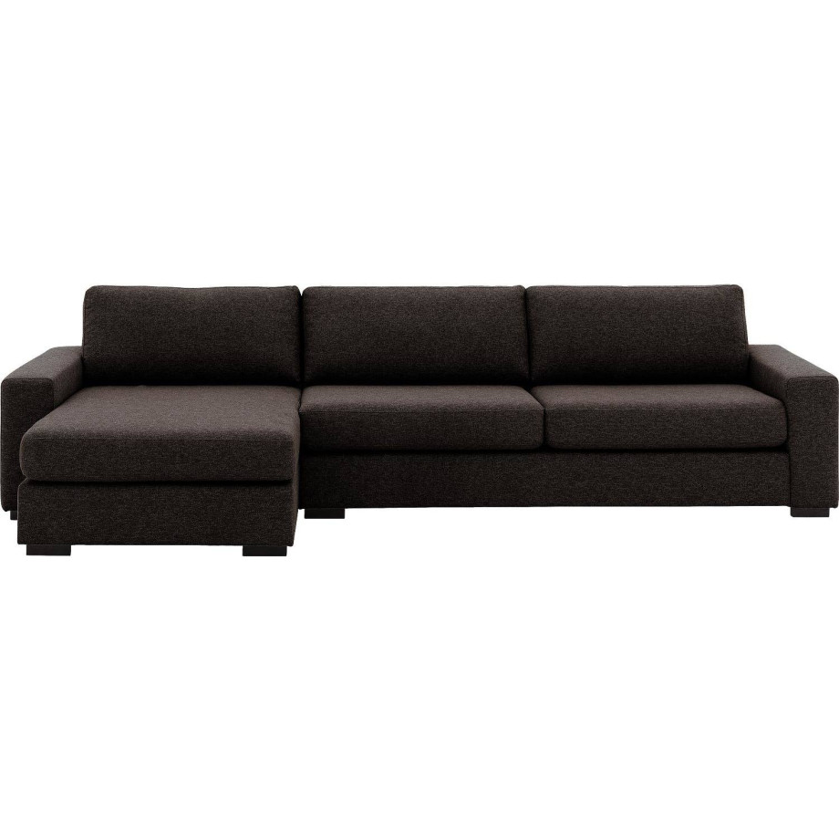 Goossens Hoekbank Lucca Met Chaise Longue donkerbruin, stof, 3-zits, stijlvol landelijk afbeelding 1