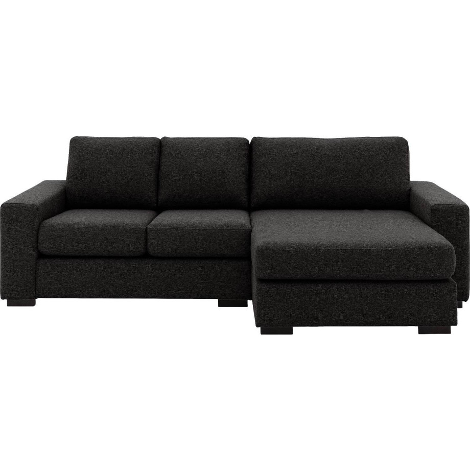 Goossens grijs, stof, 2-zits, stijlvol landelijk met chaise longue rechts afbeelding 1