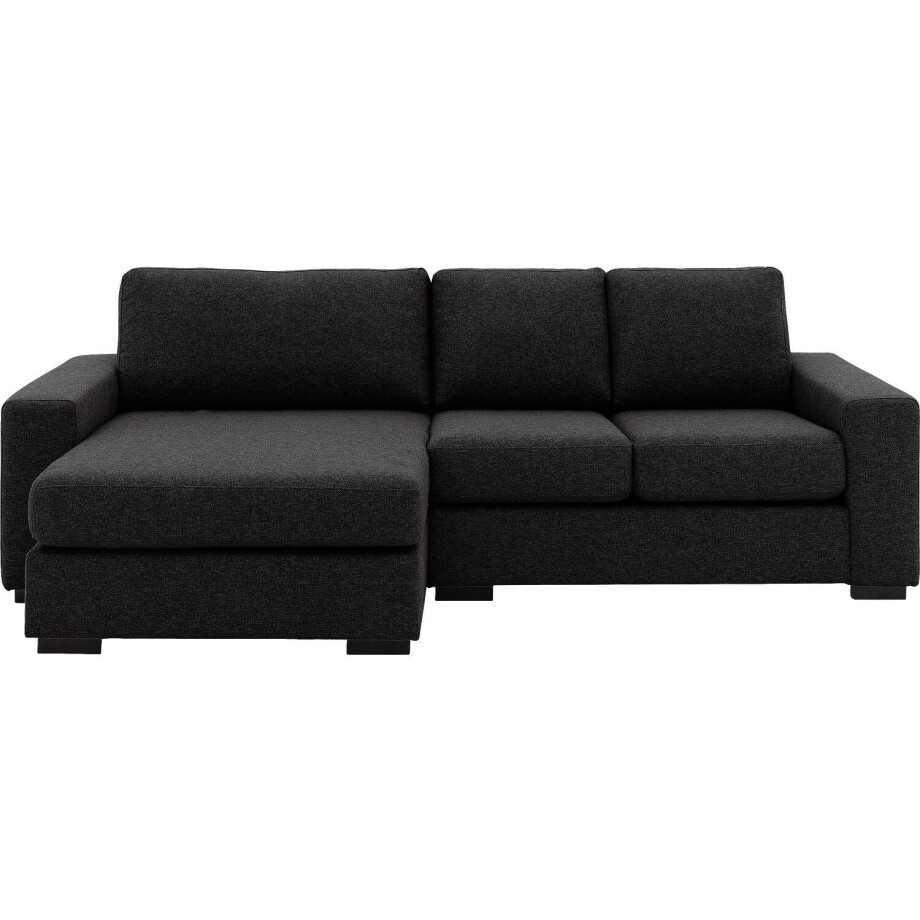 Goossens Bank Lucca grijs, stof, 2-zits, stijlvol landelijk met chaise longue links afbeelding 1