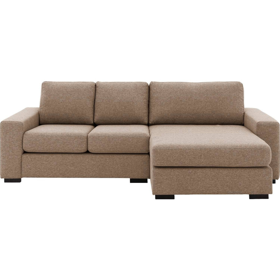 Goossens Bank Lucca bruin, stof, 2-zits, stijlvol landelijk met chaise longue rechts afbeelding 1