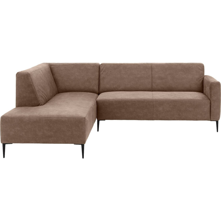 Goossens Bank Key West bruin, micro leer, 2,5-zits, modern design met ligelement links afbeelding 1