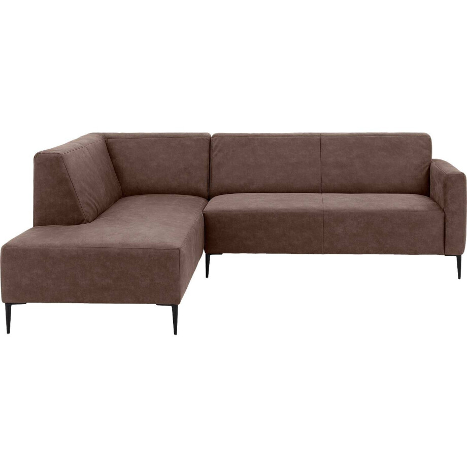 Goossens Bank Key West bruin, micro leer, 2,5-zits, modern design met ligelement links afbeelding 1