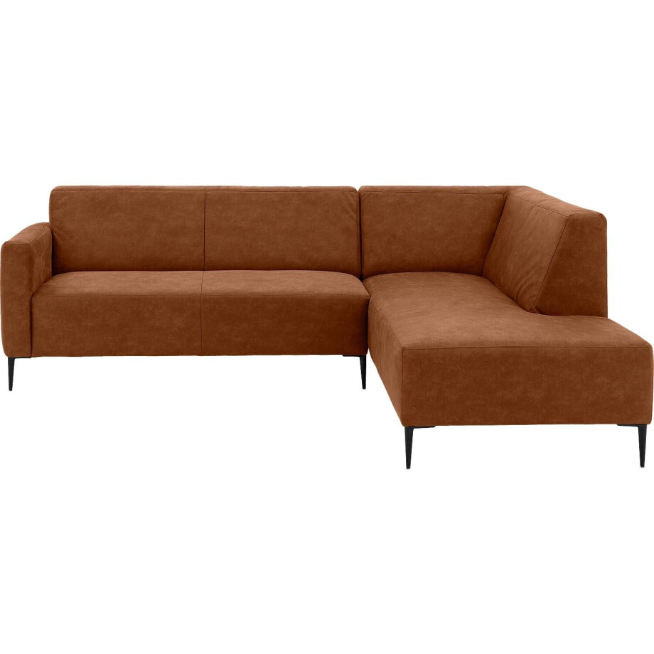 Goossens Bank Key West cognac, micro leer, 2,5-zits, modern design met ligelement rechts afbeelding 1