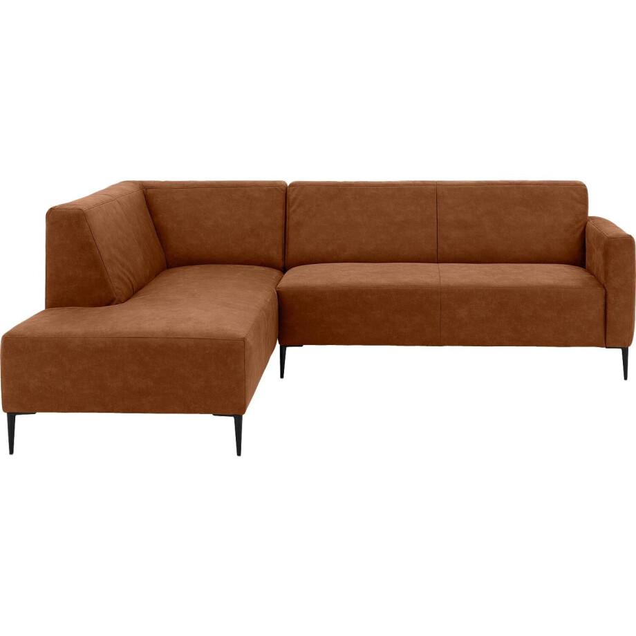 Goossens Bank Key West cognac, micro leer, 2,5-zits, modern design met ligelement links afbeelding 1
