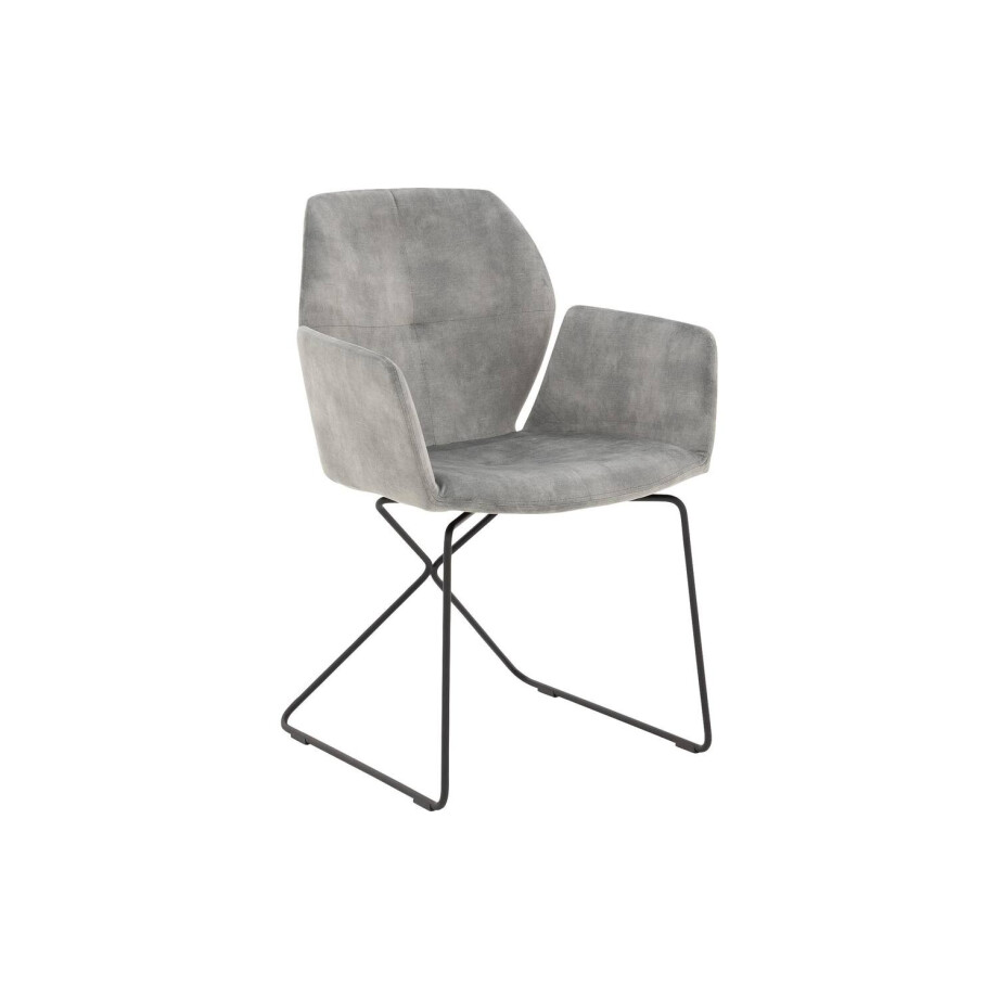 Goossens Excellent Eetkamerstoel Manzini grijs velvet stof met armleuning, modern design Goossens Excellent Eetkamerstoel Manzini grijs velvet stof met armleuning, modern design afbeelding 1