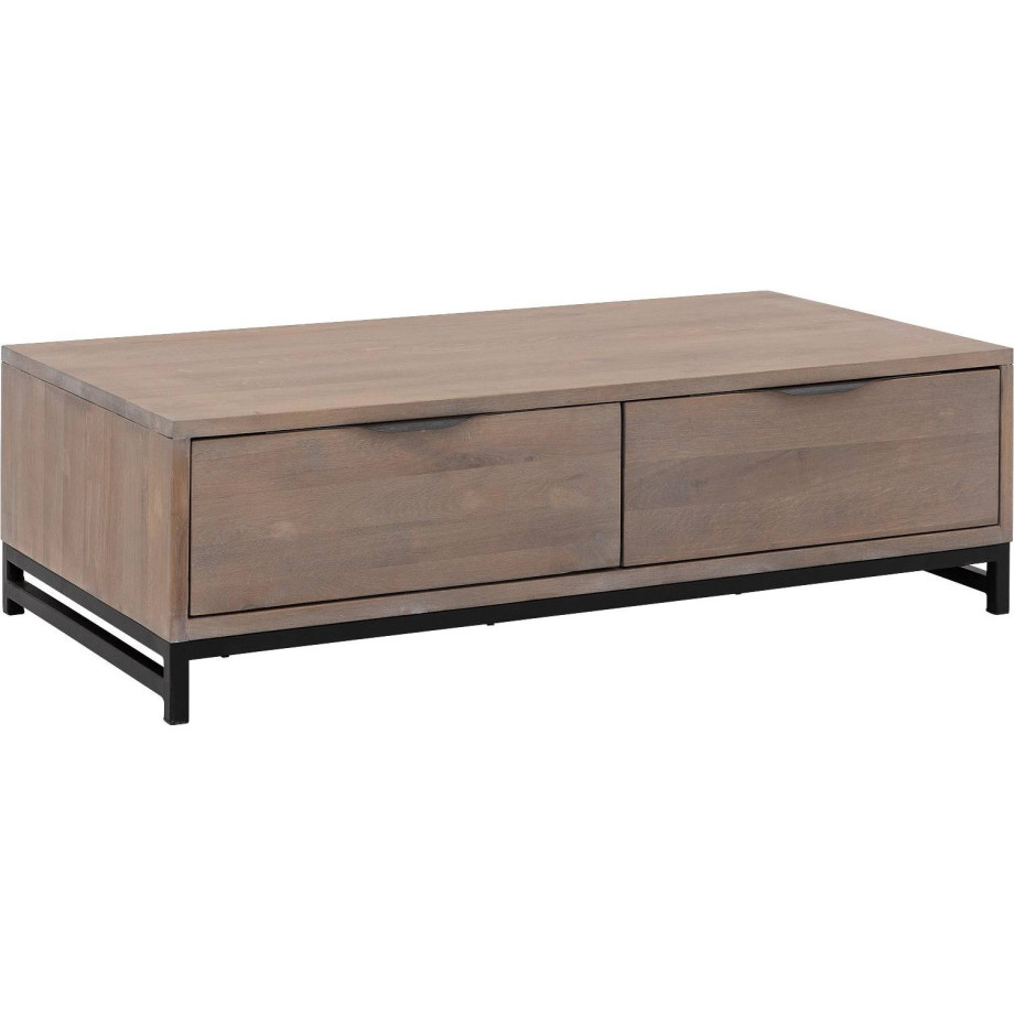 Goossens Salontafel Max rechthoekig, hout eiken blank, urban industrieel, 125 x 37 x 65 cm afbeelding 1