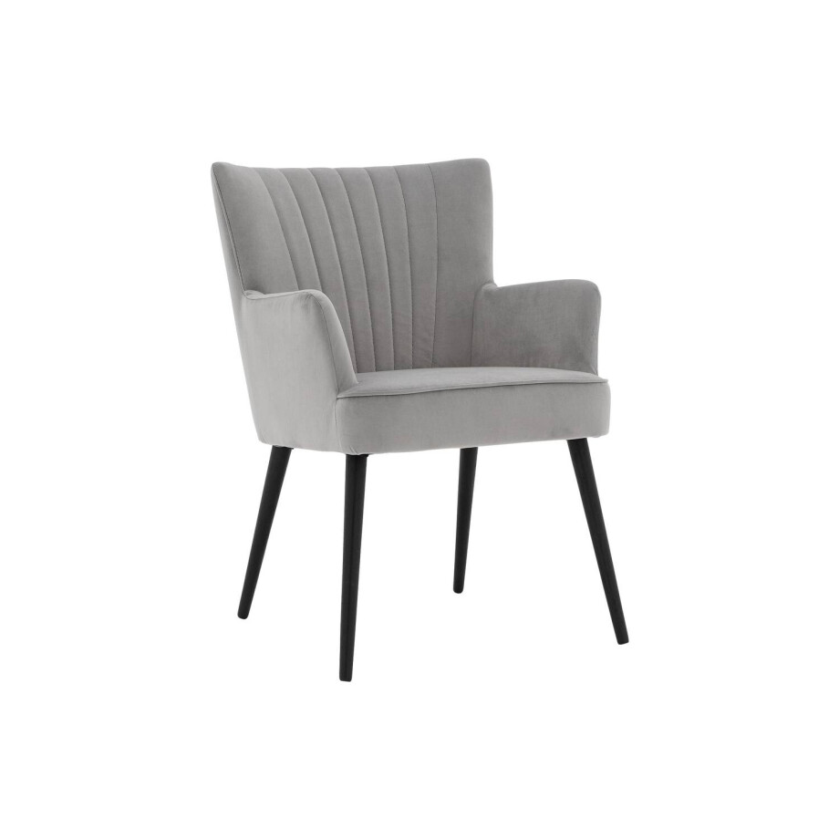 Goossens Eetkamerstoel Rob grijs velvet stof met armleuning, urban industrieel Goossens Eetkamerstoel Rob grijs velvet stof met armleuning, urban industrieel afbeelding 1