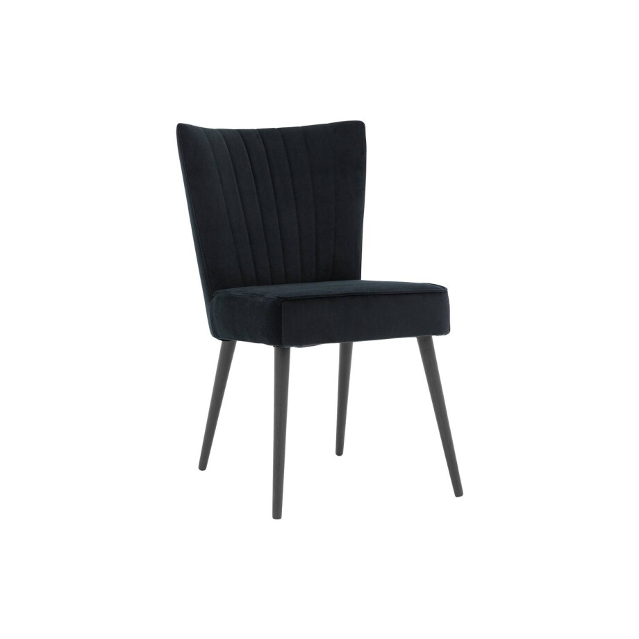 Goossens Eetkamerstoel Rob zwart velvet stof leuning, urban industrieel afbeelding 1