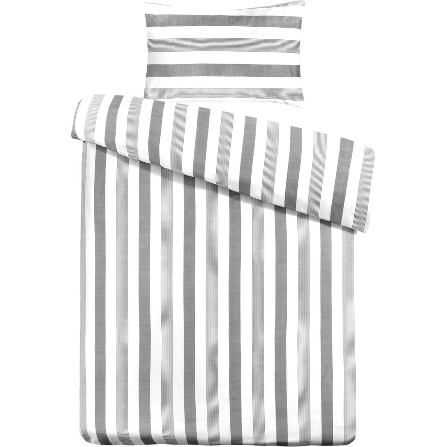 Padiro beddengoedset 3-delig voor 2 personen - 200 x 200 cm + 50 x 75 cm - extra groot XL - Grijs - Minimalistisch, Streeppatroon - Katoensatijn Padiro beddengoedset 3-delig voor 2 personen - 200 x 200 cm + 50 x 75 cm - extra groot XL - Grijs - Minimalistisch, Streeppatroon - Katoensatijn afbeelding 1