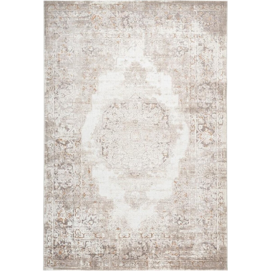 Flycarpets Paris Vintage Vloerkleed Taupe - Medaillon Motief - Laagpolig Tapijt - 120x170 cm afbeelding 1