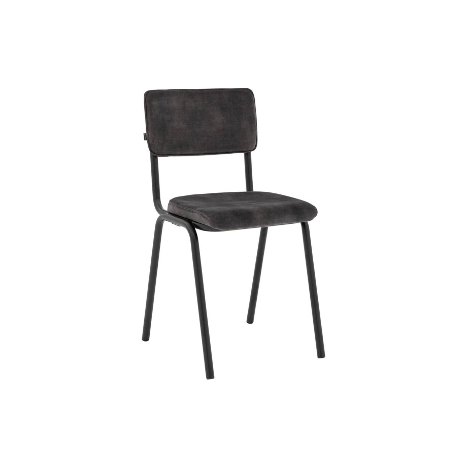 Goossens Eetkamerstoel Chaplin grijs velvet stof leuning, urban industrieel afbeelding 1