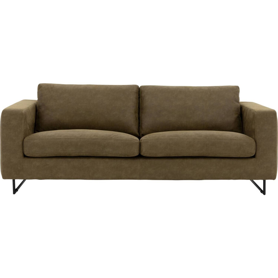 Goossens Excellent Bank Jovani groen, micro leer, 3-zits, urban industrieel Goossens Excellent Bank Jovani groen, micro leer, 3-zits, urban industrieel afbeelding 1