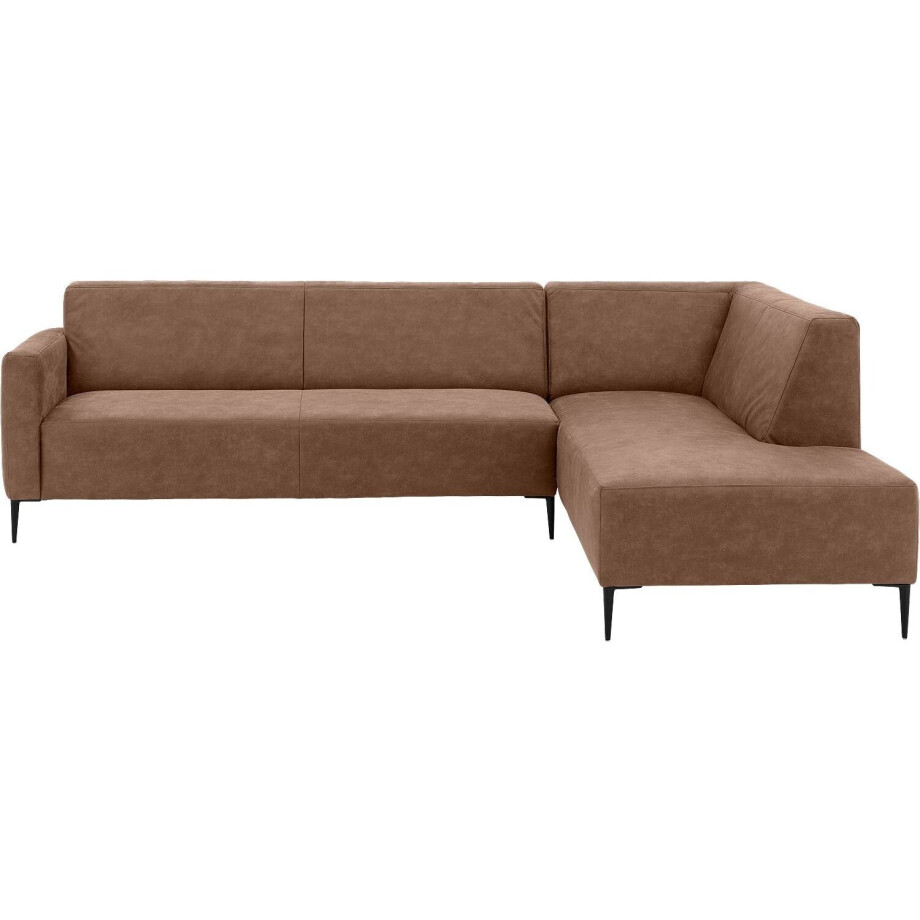 Goossens Bank Key West bruin, micro leer, 3-zits, modern design met ligelement rechts afbeelding 1