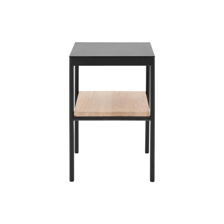 Goossens Nachtkastje Duc, Metaal ral 9005 zwart, tussenblad massief eik, 36,5 x 33,5 x 56 cm hoog Goossens Nachtkastje Duc, Metaal ral 9005 zwart, tussenblad massief eik, 36,5 x 33,5 x 56 cm hoog afbeelding 1