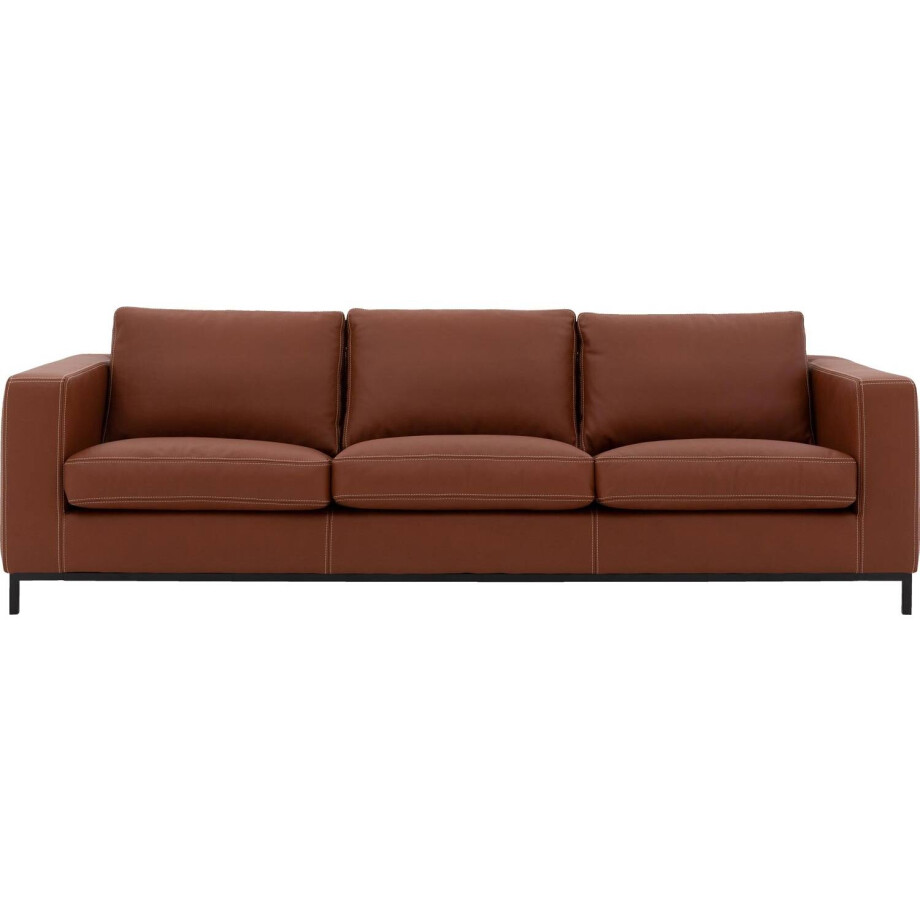 Goossens Excellent Bank Massimo cognac, leer, 3-zits, urban industrieel Goossens Excellent Bank Massimo cognac, leer, 3-zits, urban industrieel afbeelding 1