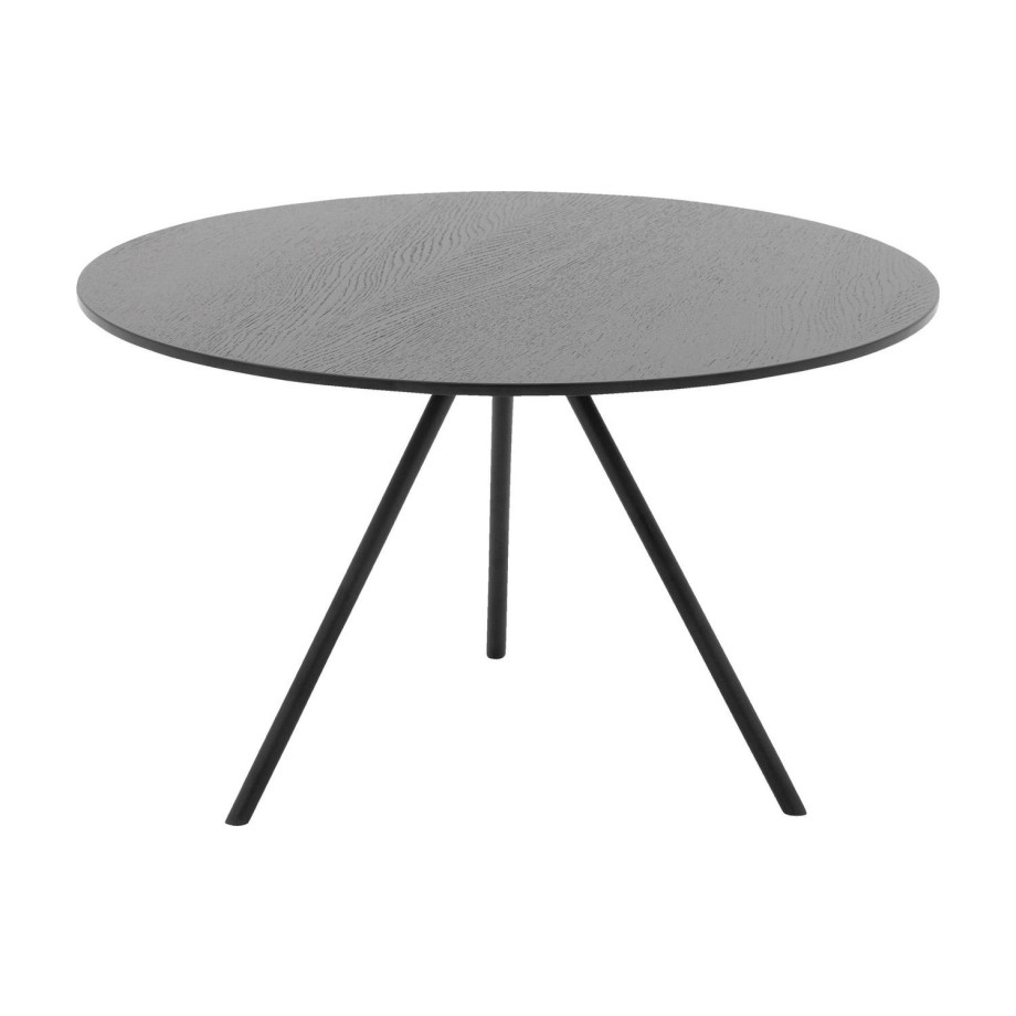 Goossens Salontafel Bo rond, hout eiken zwart, modern design, 60 x 36 x 60 cm afbeelding 1