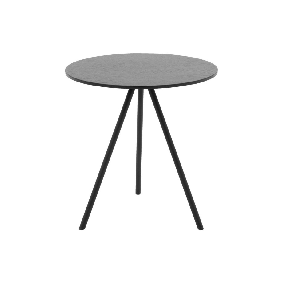 Goossens Salontafel Bo rond, hout eiken zwart, modern design, 40 x 42 x 40 cm afbeelding 1