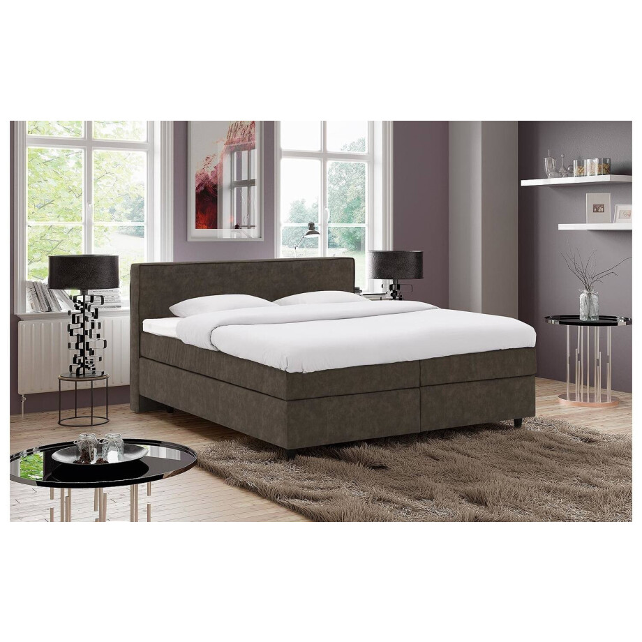 Goossens Basic Boxspring Compleet Inus, Vlak 160 x 200 cm (=2x 80 x 200 cm) met hoofdbord afbeelding 1