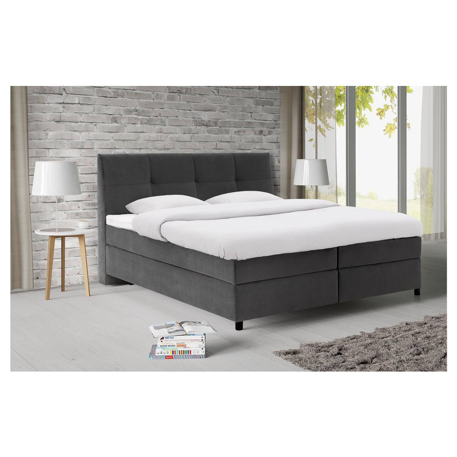 Goossens Basic Boxspring Compleet Gusta, Vlak 160 x 200 cm (=2x 80 x 200 cm) met hoofdbord afbeelding 1