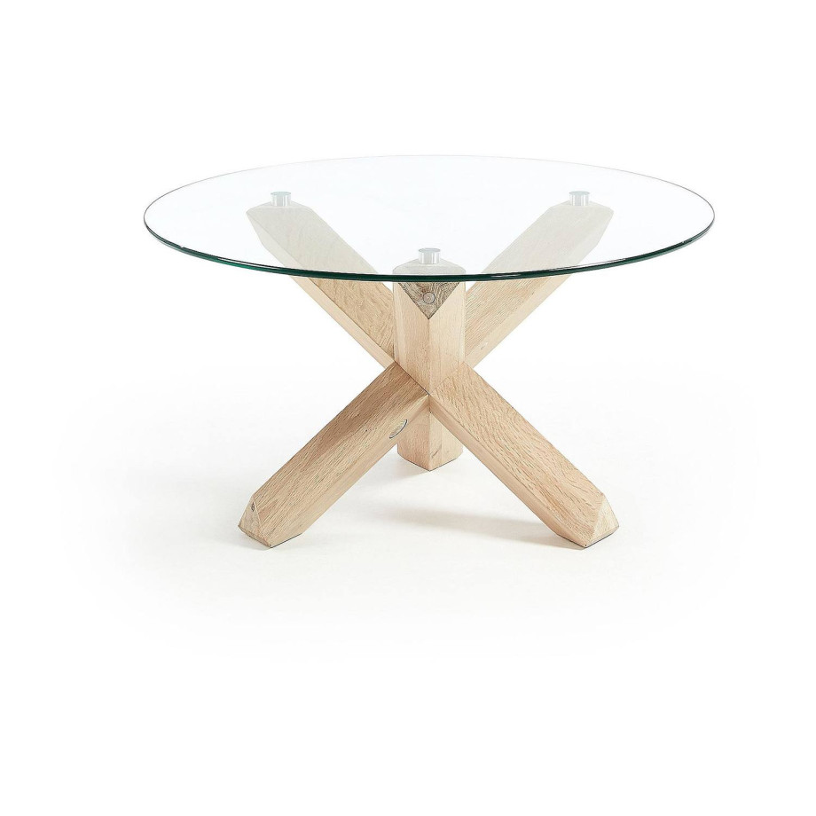 Kave Home Kave Home Eettafel Lotus rond, glas transparant,, 65 x 45 x 65 cm afbeelding 