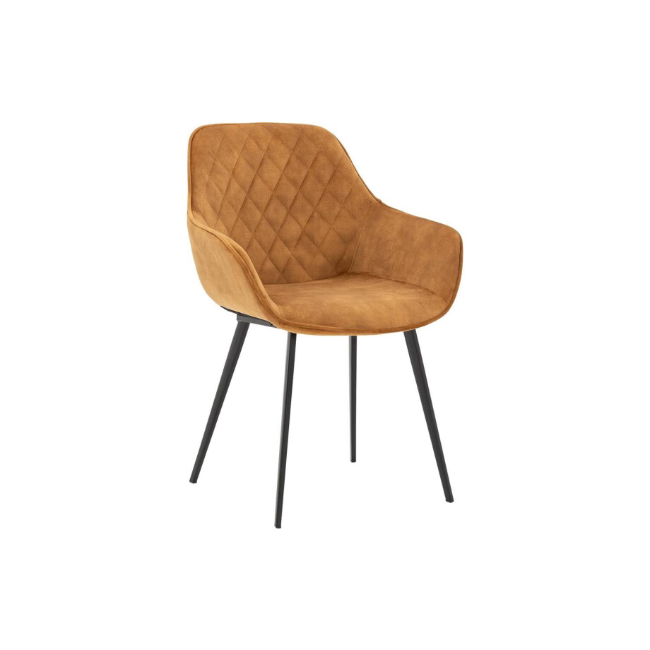 Goossens Basic Eetkamerstoel Ebi geel velvet stof met armleuning, elegant chic Goossens Basic Eetkamerstoel Ebi geel velvet stof met armleuning, elegant chic afbeelding 1